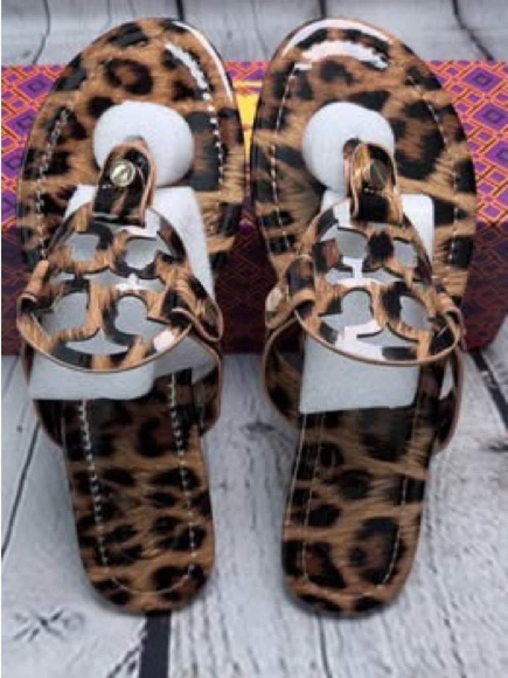 Leopard Print Women's Slide Sandals - Brown